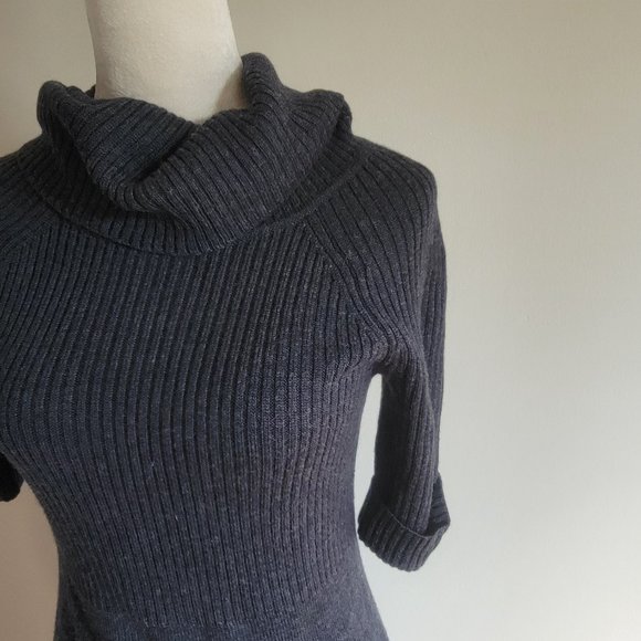 Dark Gray Cowl Neck LOFT Sweater Dress - Picture 2 of 3